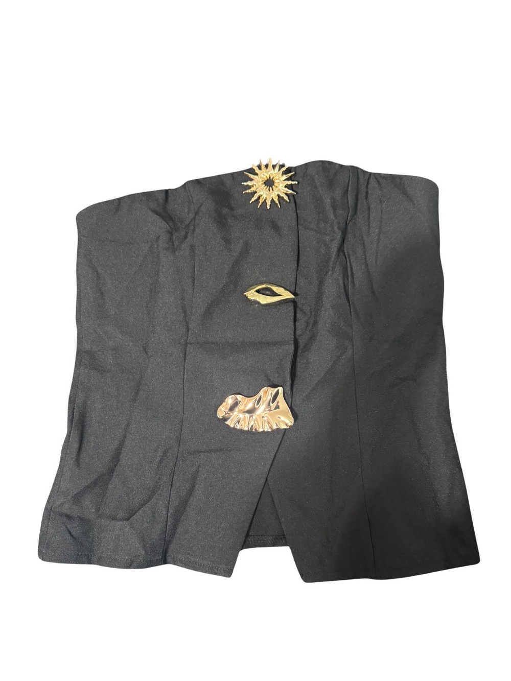 Black & Gold Embellished Strapless Top Like New